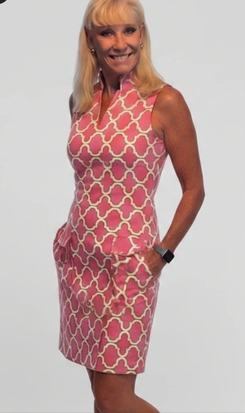 Katherine WAY sleevess Dress Pinkish Orange White W Designs Size XL